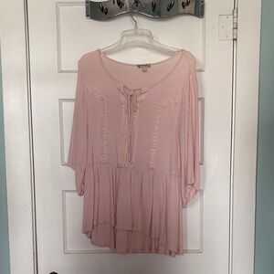 Energe Elegant Blush Peasant Blouse Size L